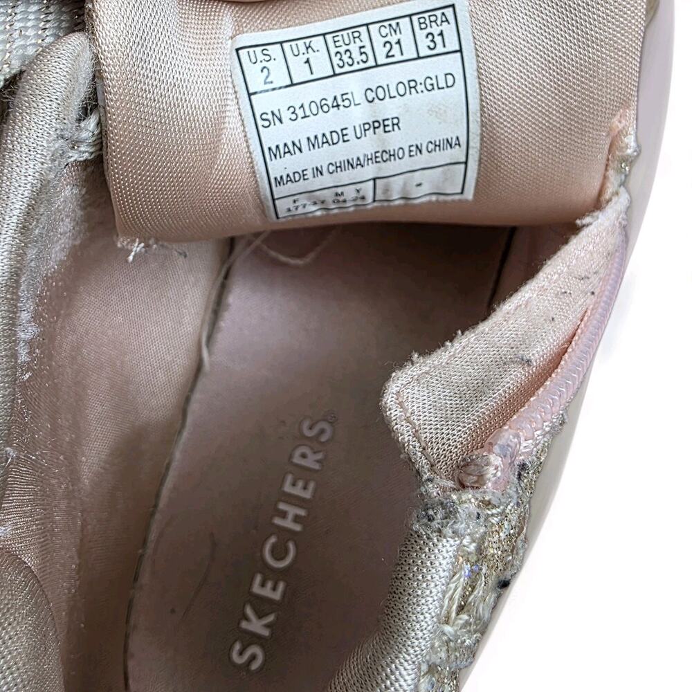 Sketchers Shoutouts Glitter Queen Sneaker Girls Size 2 Glam Sparkle Gold Pink - Picture 7 of 10